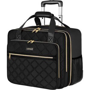 Water-Resistant 17.3 Inch Rolling Briefcase with Telescopic Handle for Women